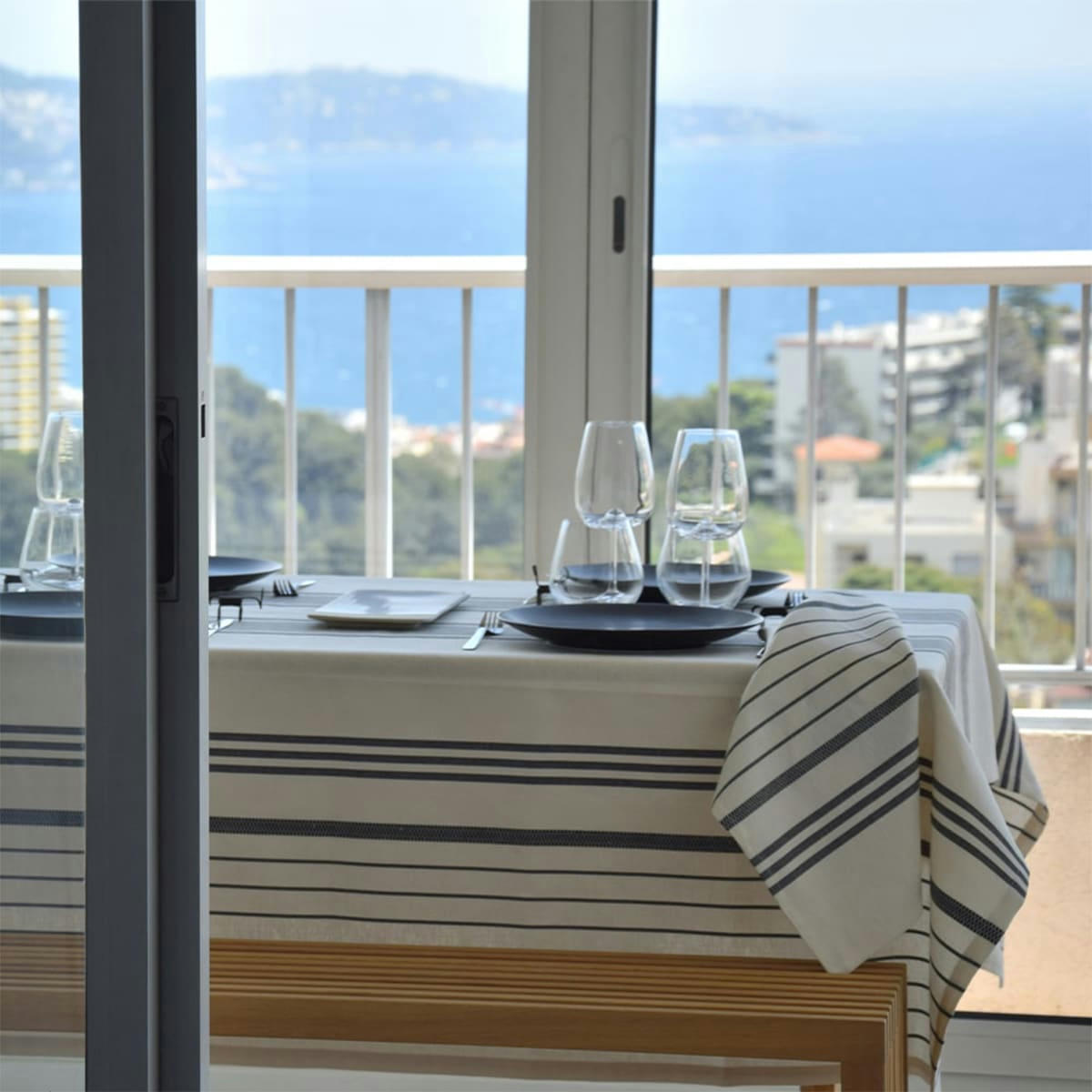 BERRAIN - Nappe coton et lin Blanc 160x300 cm