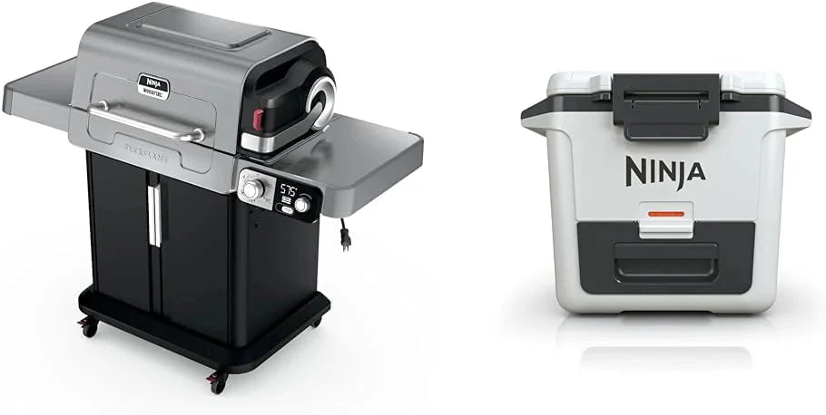 Ninja FlexFlame, Grill and Smoker, Electric and Propane Grill, Roaster, BBQ Grill, 5-in-1 Cooking System, 3 Burner, Digital Control, Outdoor Cooking, Griddle, Pizza Maker, Stainless Steel, PG301(PG301)