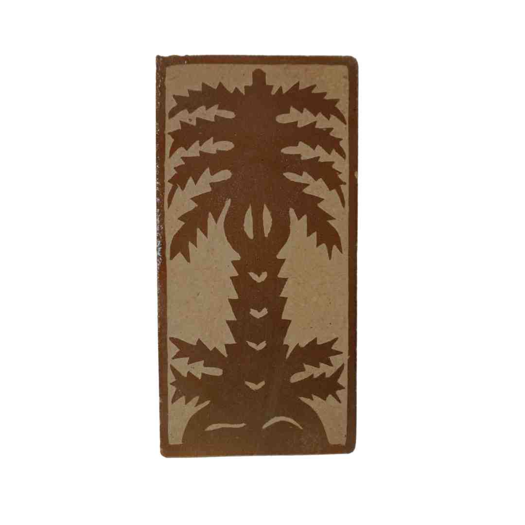NOA MAY Zellige tegel Palmtree - bruin - keramiek - wanddecoratie - 20 x 10 x 2 cm