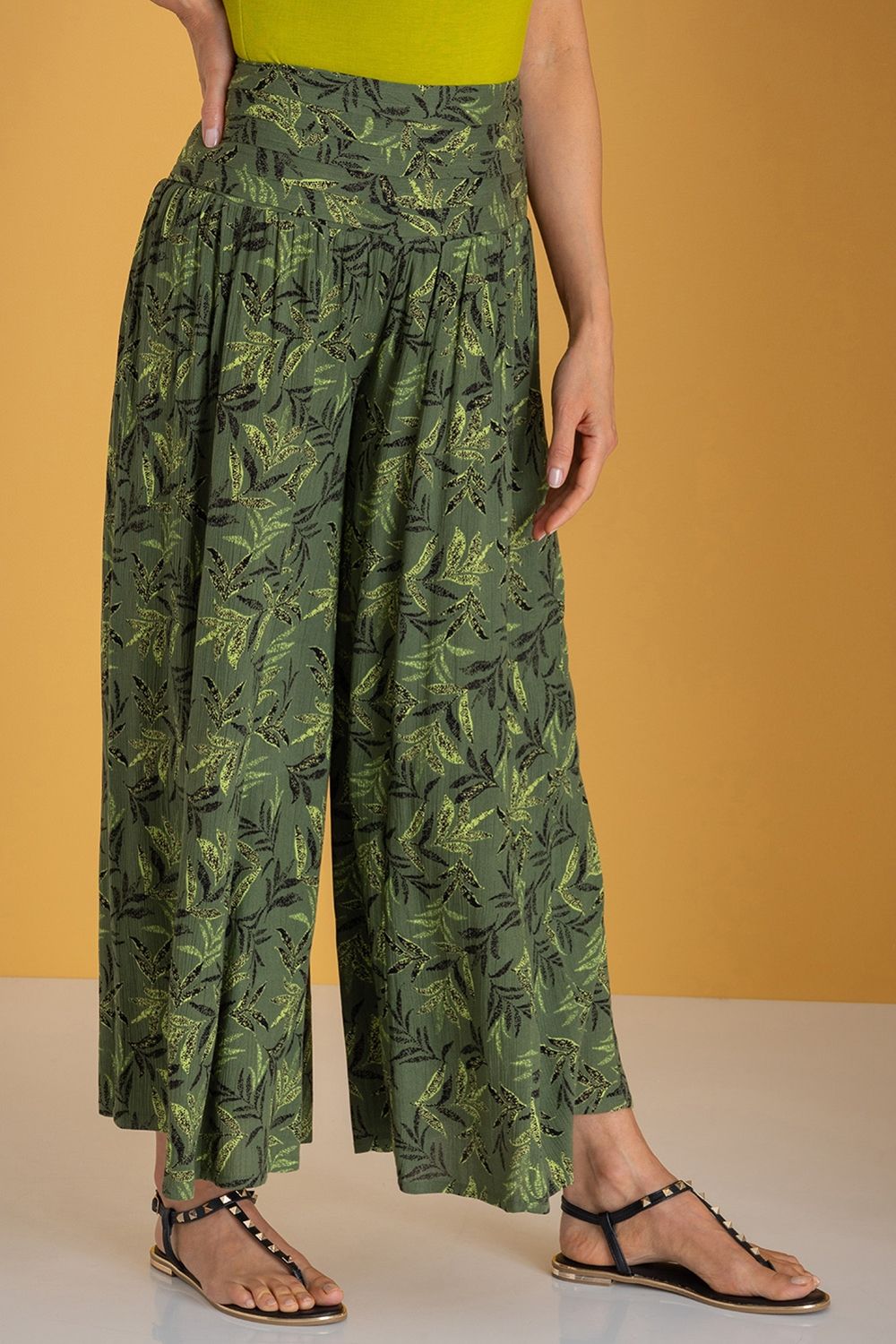 Klass. Leaf Print Palazzo Trousers