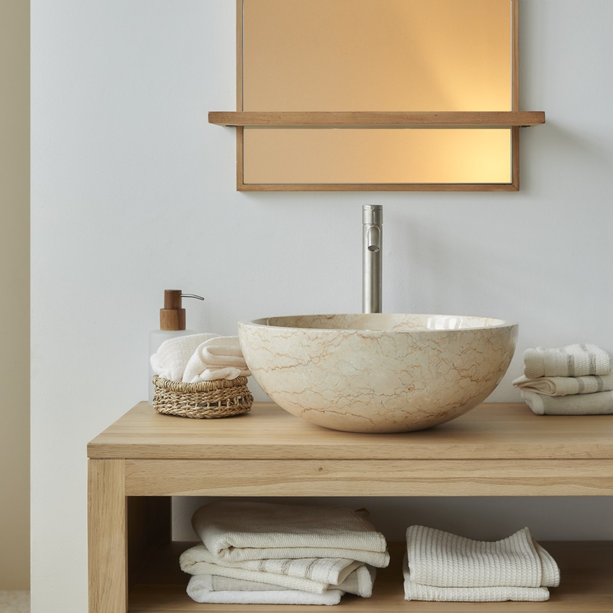 Tikamoon - Ibyza - Marmeren wastafel cream