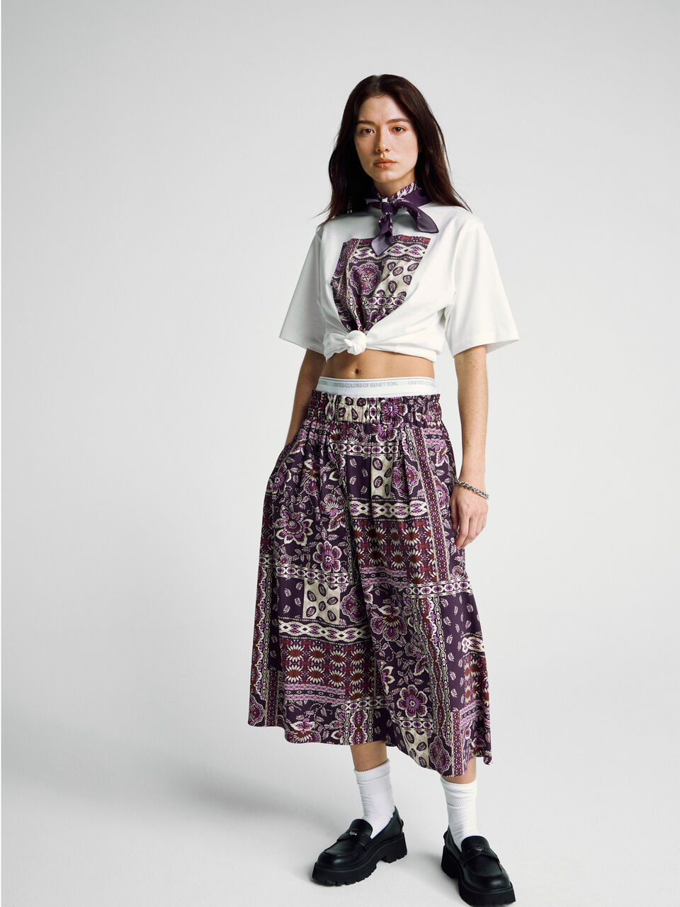 Pencil skirt with bandana print