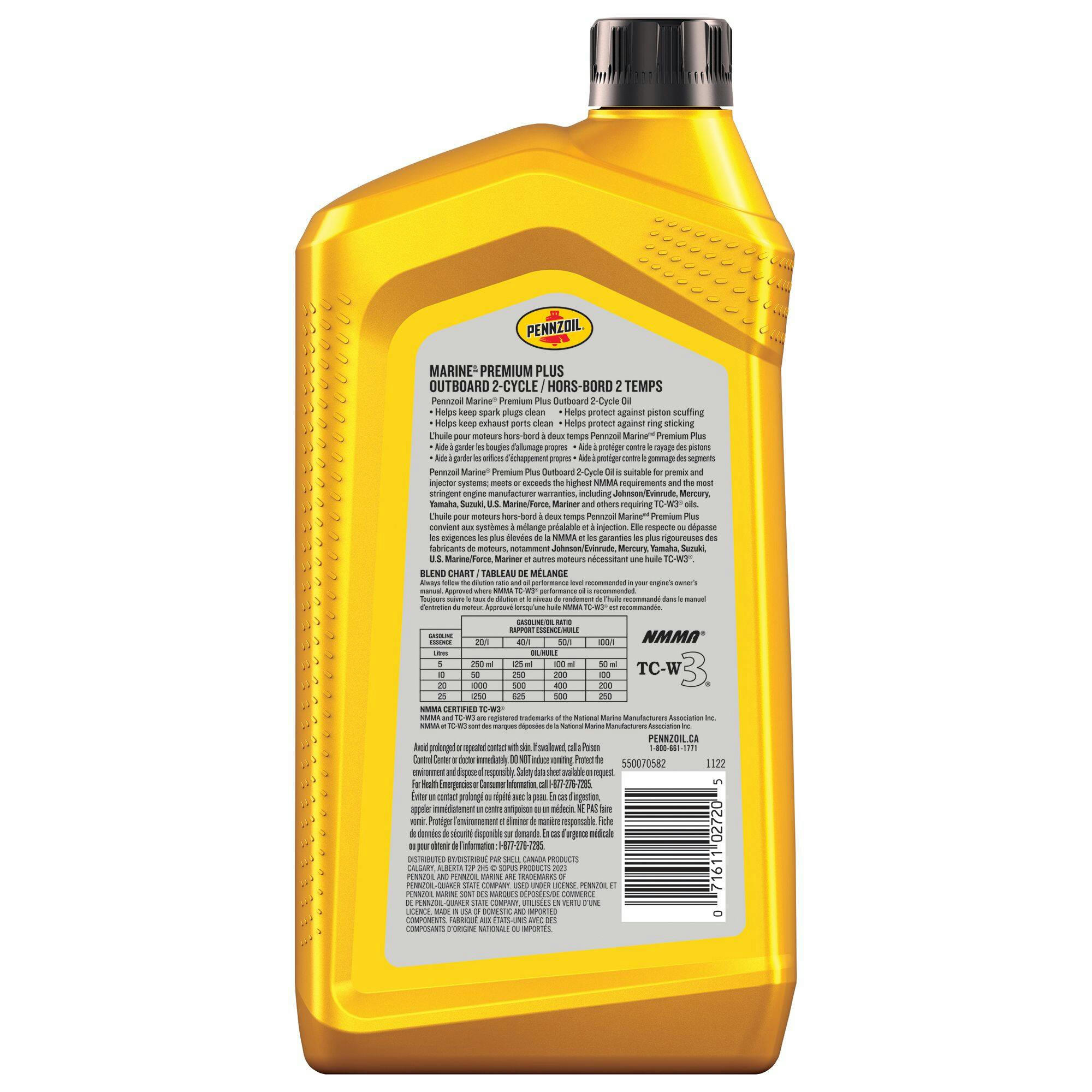 Pennzoil Marine Premium Plus 2-Cycle Engine Oil, 1-L