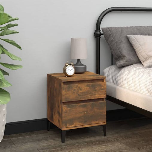 NNEVL Bedside Cabinets 2 pcs Smoked Oak 40x35x50 cm