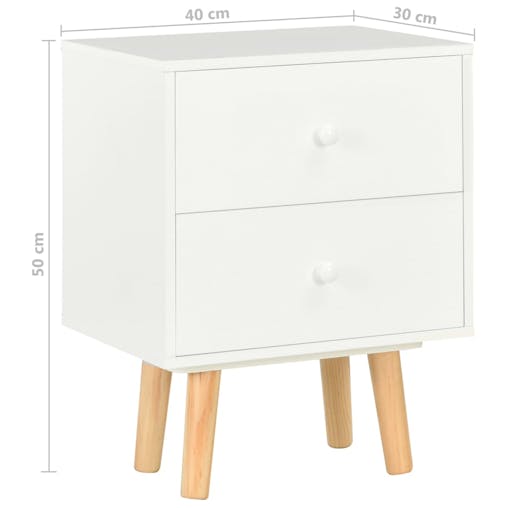 NNEVL Bedside Cabinets 2 pcs White 40x30x50 cm Solid Pinewood