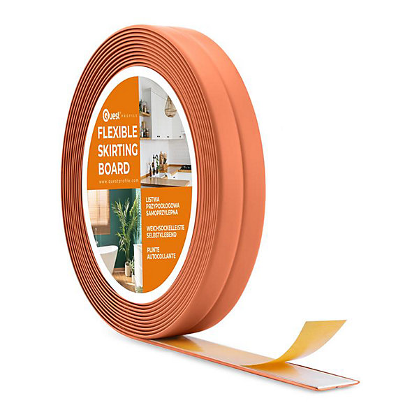 Moulure Souple en PVC 10x10 mm, Auto-Adhésive avec Bande Mousse, Plinthe Souple, pour Finitions et étanchéité des Jonctions, briqu
