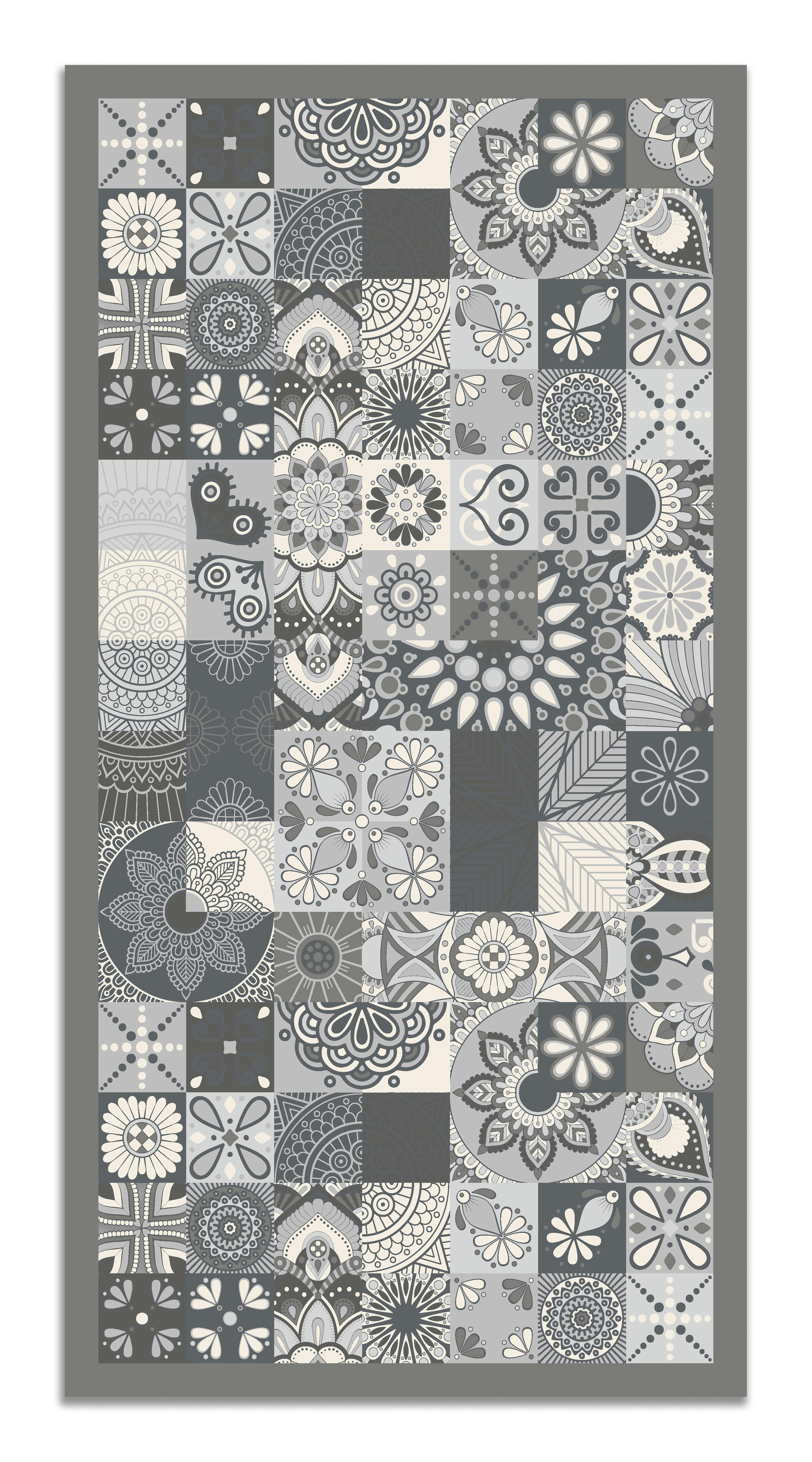 - Tapis vinyle carreaux ciments cuisine gris 40x80cm