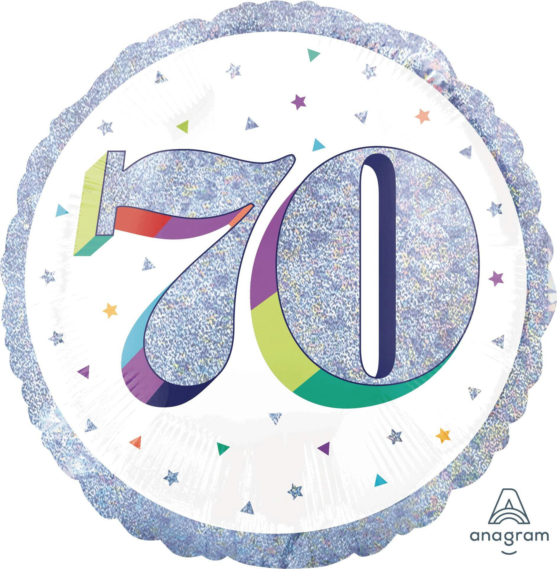 Prismatic Rainbow 70th Birthday Balloon, 18-in