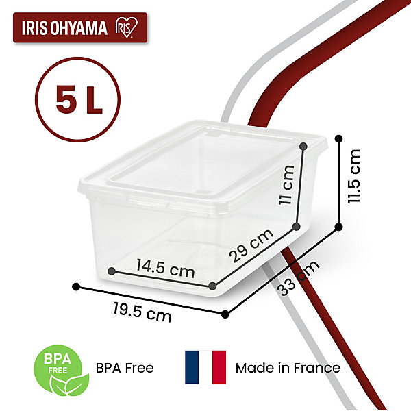 Iris Ohyama, Boites de Rangement Plastique Multi-Usages, 16L, Lot de 3, Transparent, CNL-16E
