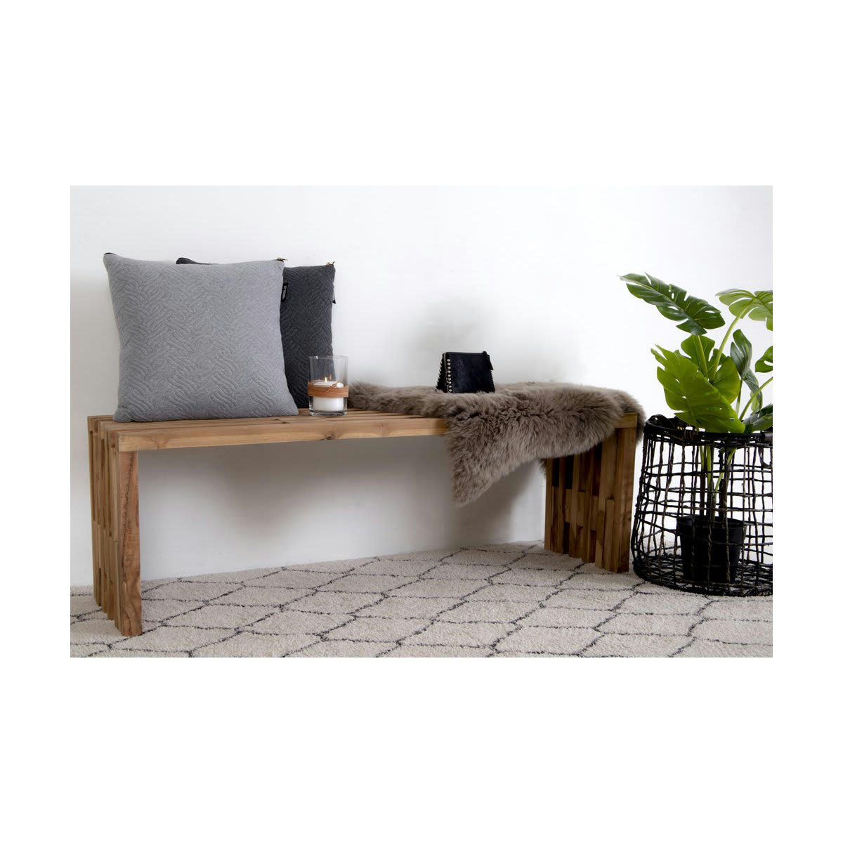 HERCULANO - Banc en bois de teck style contemporain 140cm