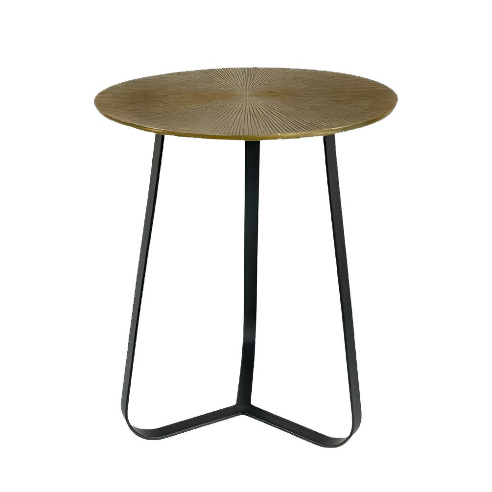Bout de canapé vintage doré sur trépied Ø40 cm KANO