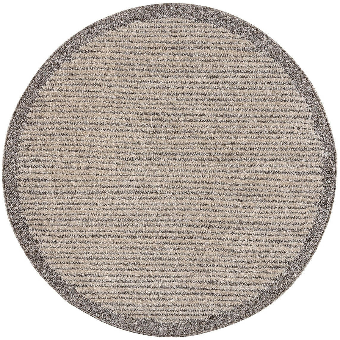 FLÄT - Tapis rond scandinave tressées mocca et crème 160x160cm