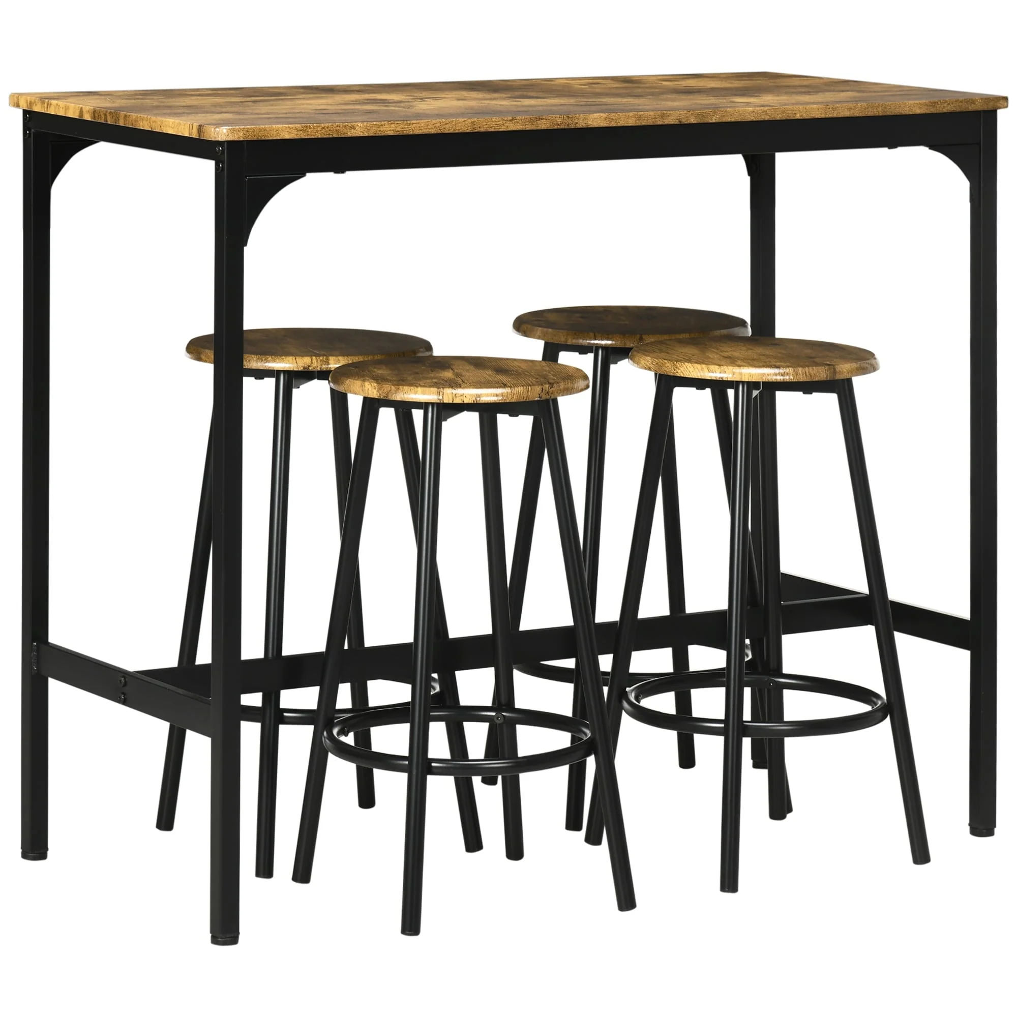 HOMCOM 5-Piece Counter Height Bar Table and Chairs Set