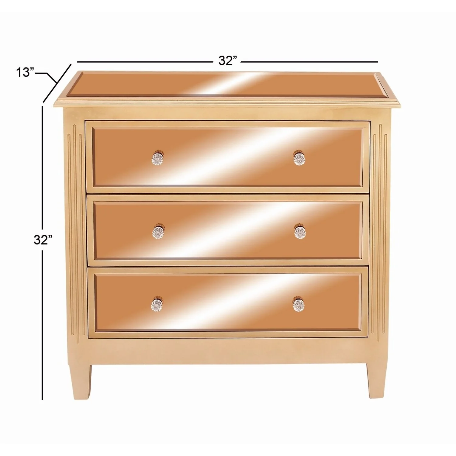 Benzara Natural Finish Wood Mirrored Cabinet