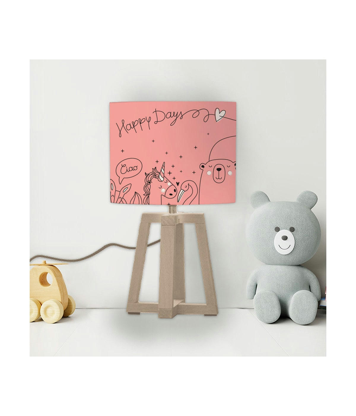 ENFANT - Abat-jour chevet Happydays Rose Doux D: 25 x H: 20
