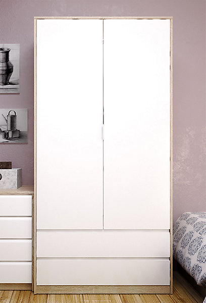 Armoire placard / meuble de rangement coloris chêne cortez / blanc - Longueur 100 x Hauteur 200 x Profondeur 50 cm
