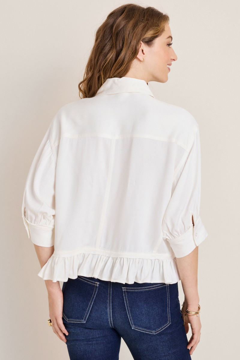 Denise Ruffled Button Down Top