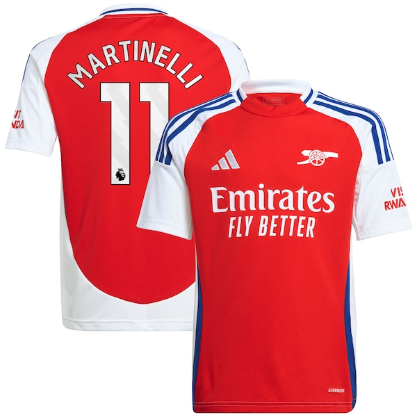 Gabriel Martinelli Arsenal adidas Youth 2024/25 Home Replica Player Jersey – Red