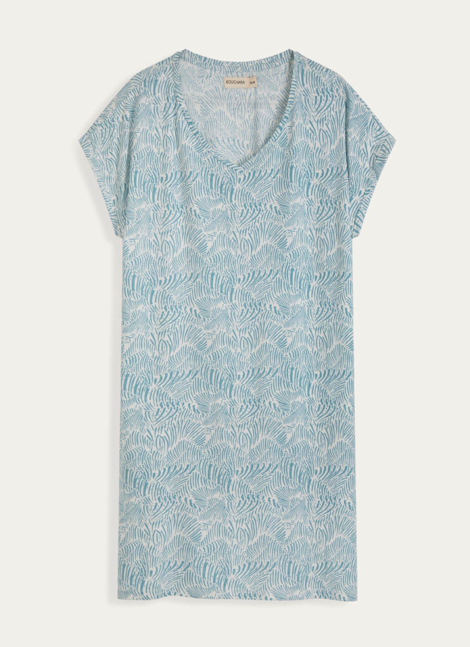CHEMISE DE NUIT MANCHES COURTES IMPRIMÉ VAGUE BLEUE