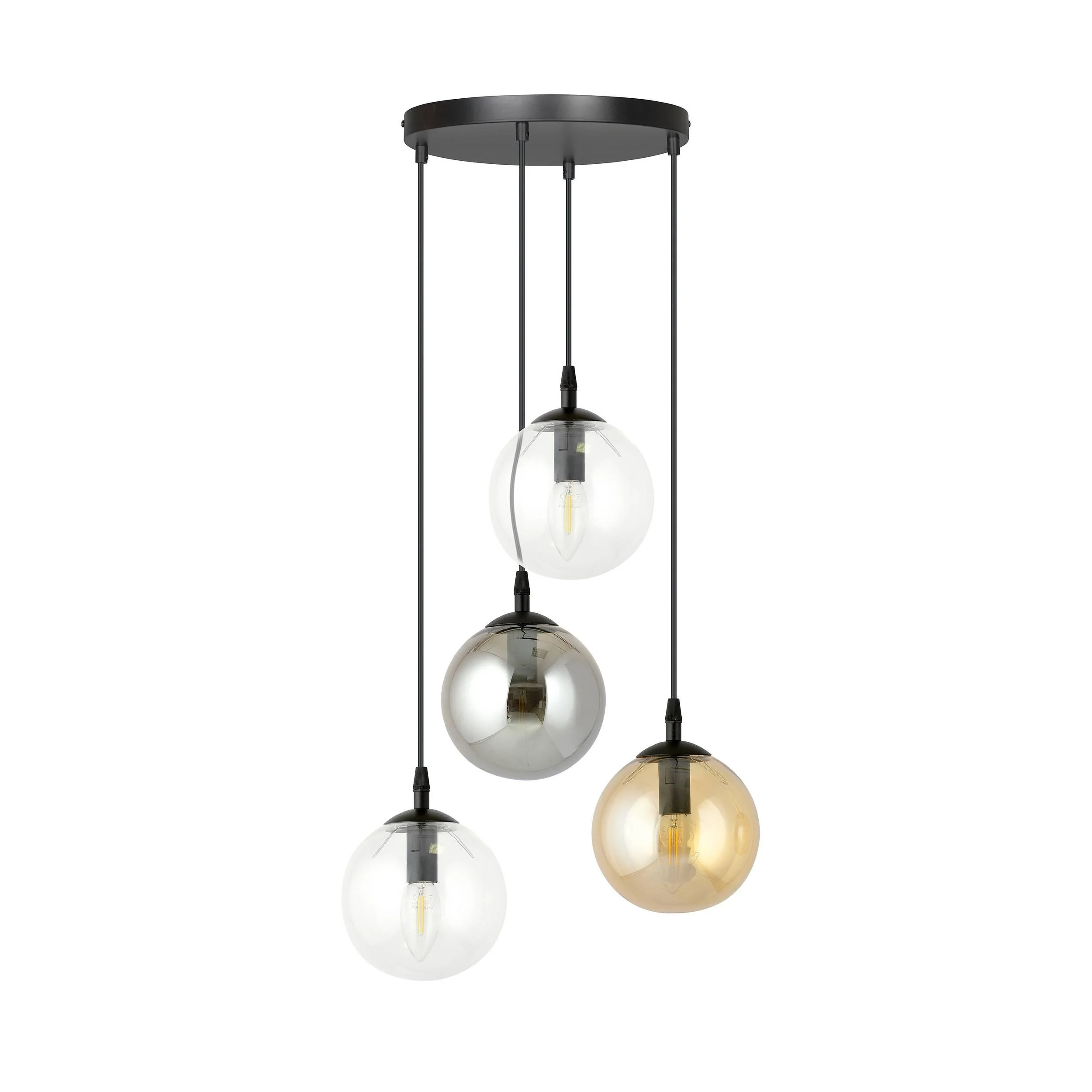 Glazen hanglamp eetkamer Cosmo rond 4-lichts