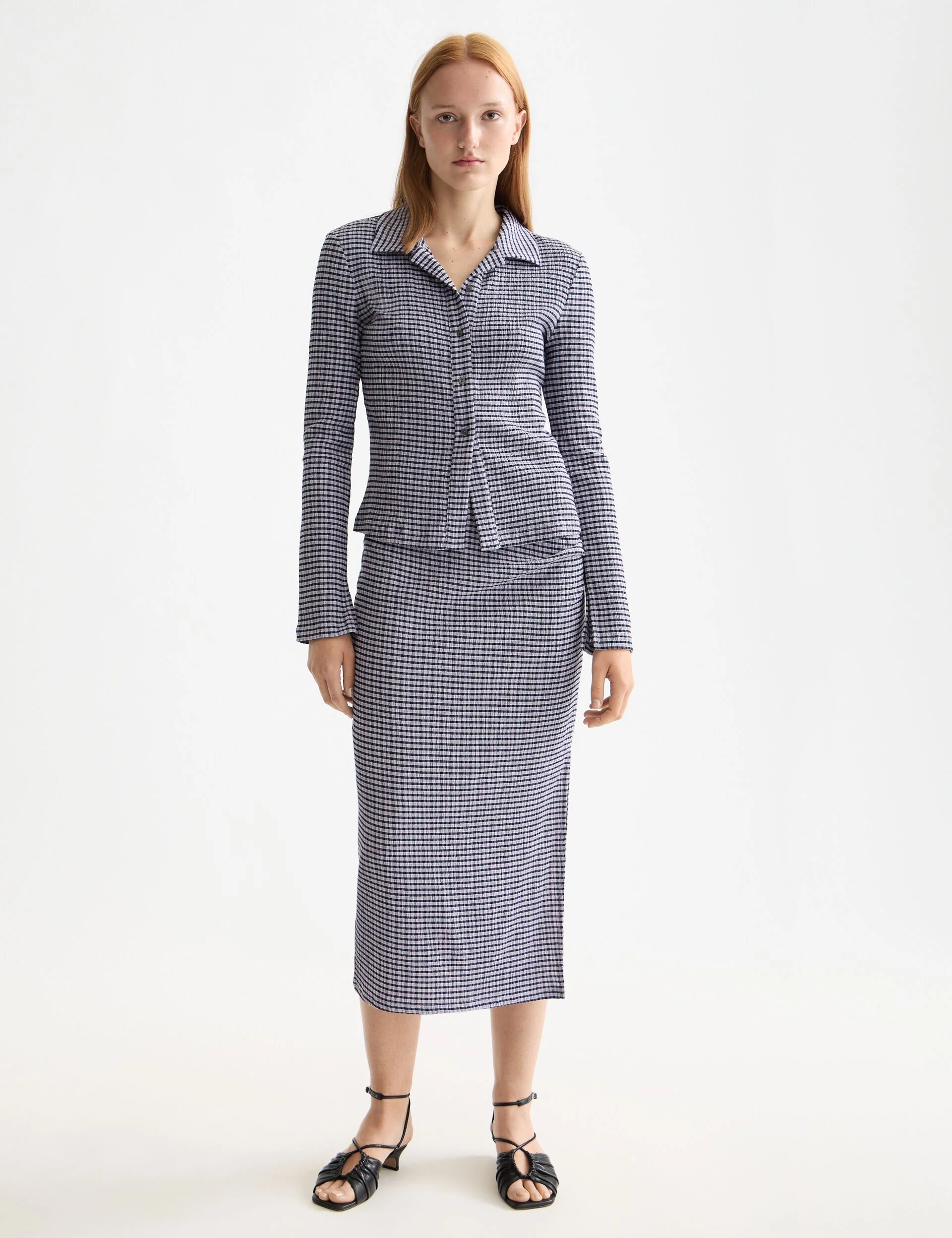 Structured gingham skirt