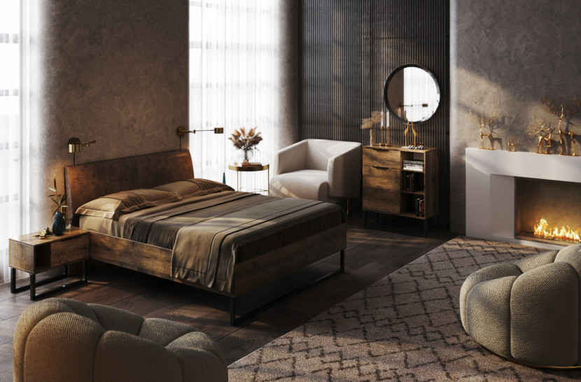 Komoda Loft Modern Metalowe Nóżki Sypialnia Salon