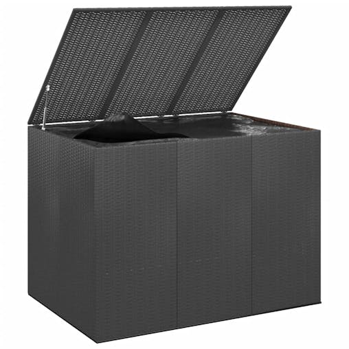 NNEVL Garden Cushion Box PE Rattan 145x100x103 cm Black