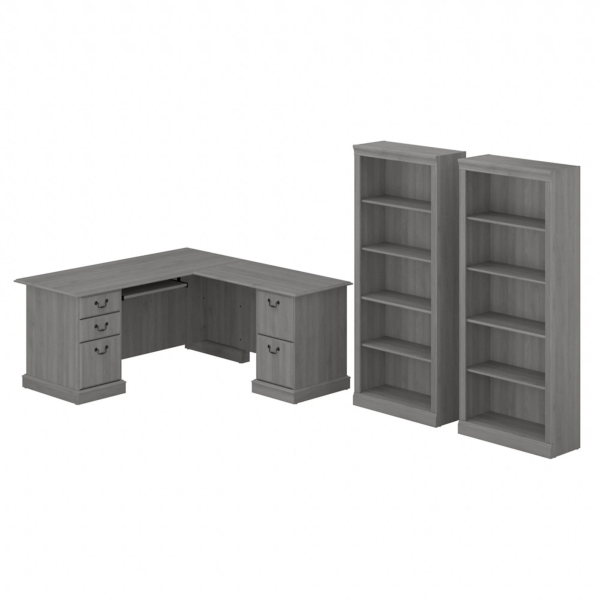Saratoga L Shaped Computer Desk and Bookcase Set by Bush Furniture