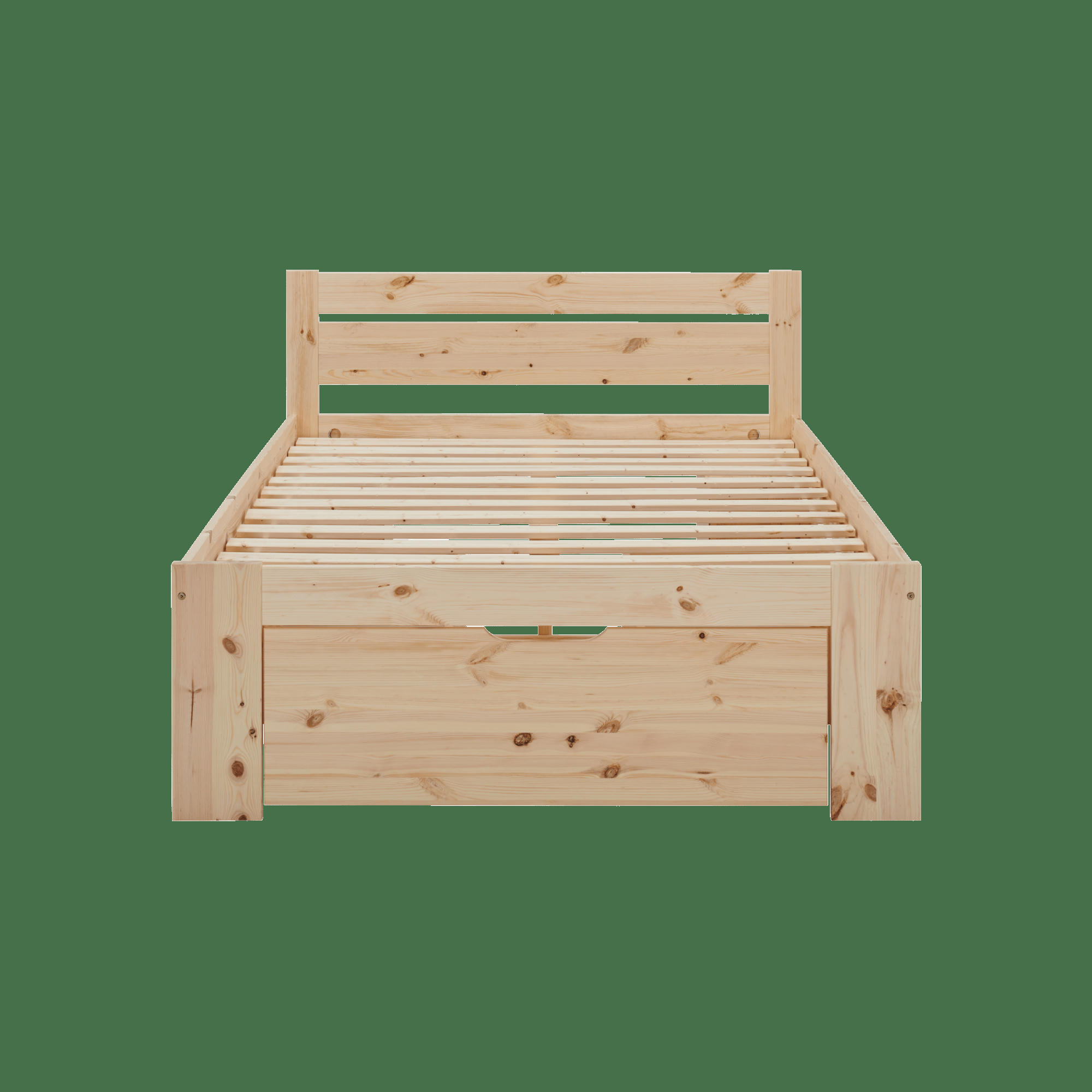 TARA - Lit rangement en bois massif naturel 140 x 200 cm