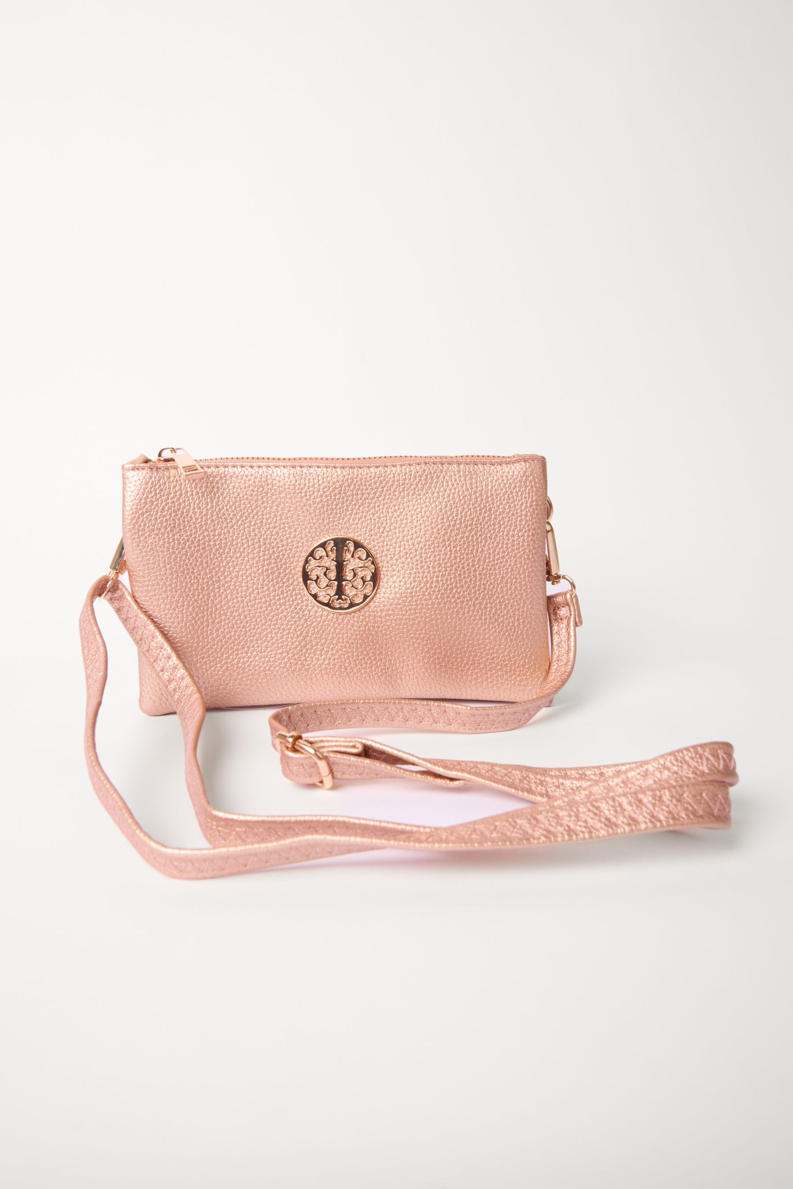 Blue Vanilla Detailed Zip Up Purse With Detachable Strap