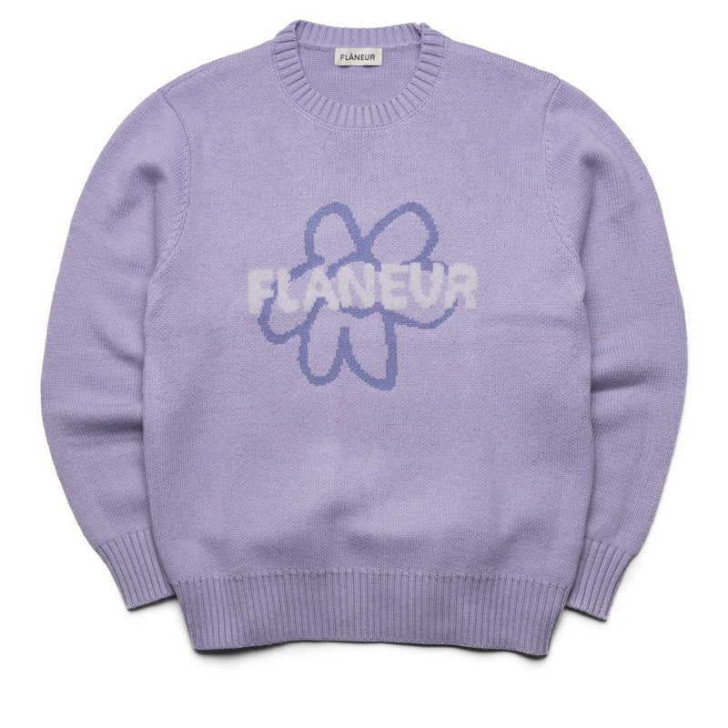 Flaneur Flower Doodle Jacquard Sweater - Purple