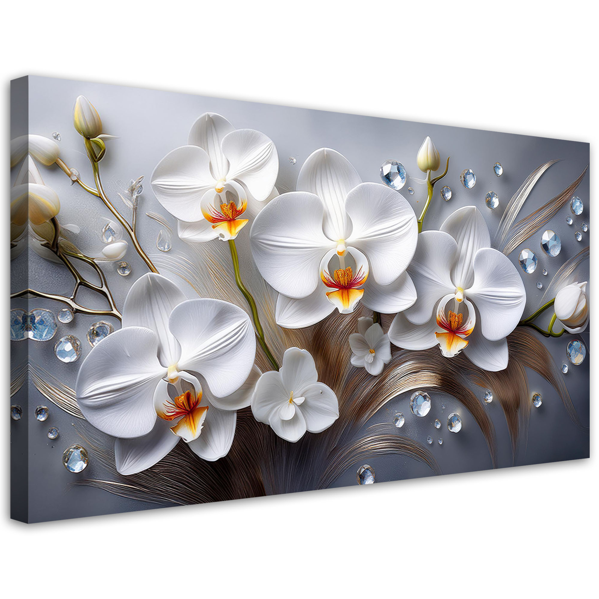 Feeby Obraz na płótnie, Orchidea Kwiat Biały 3D Malowany 100x50