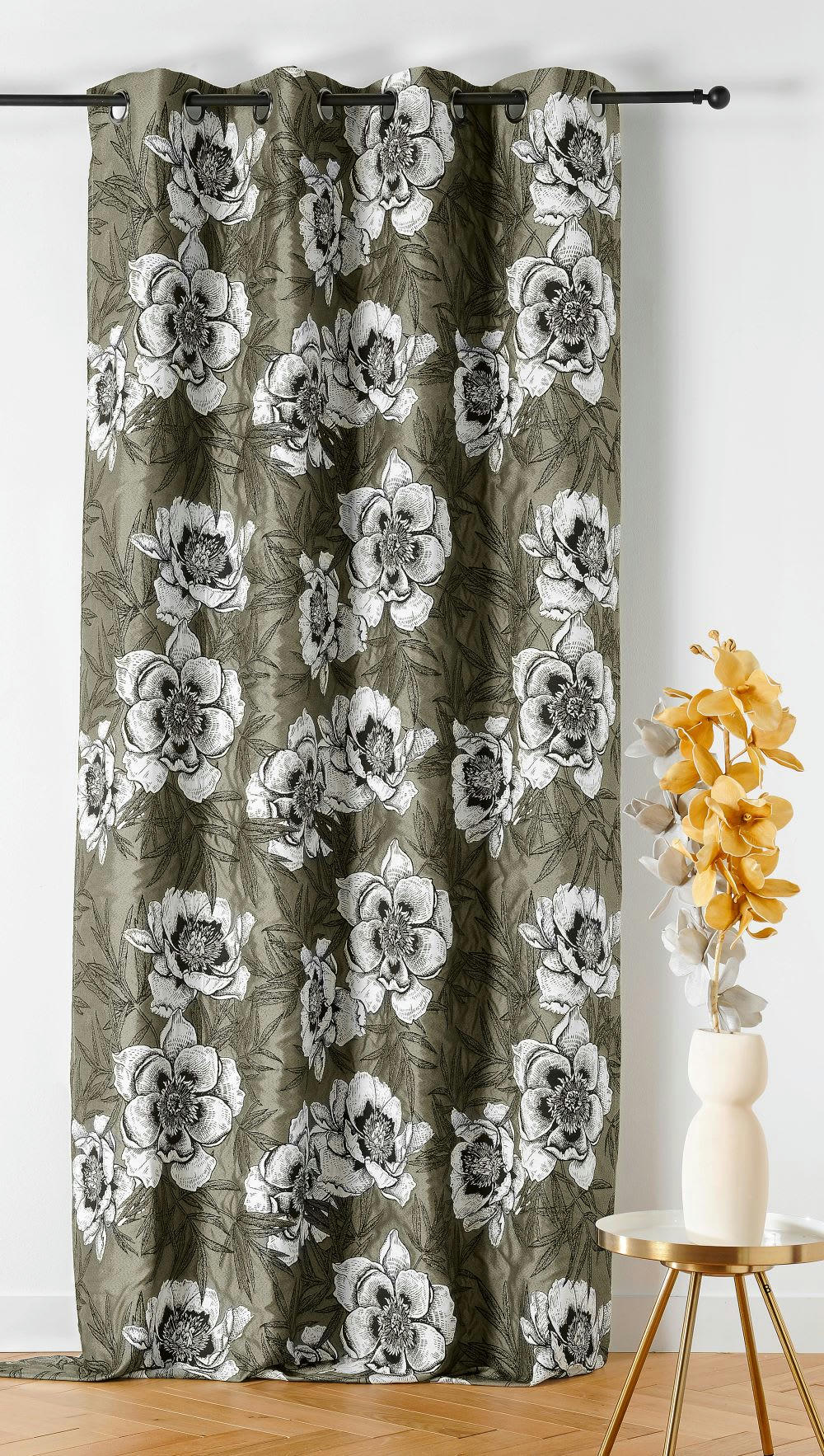 PEONIA - Rideau d'ameublement 140x260cm Vert kaki