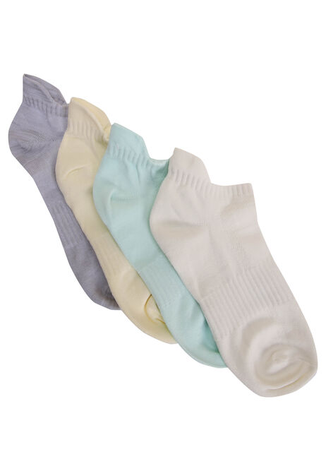 Womens 4pk Pastel Microfibre Trainer Socks