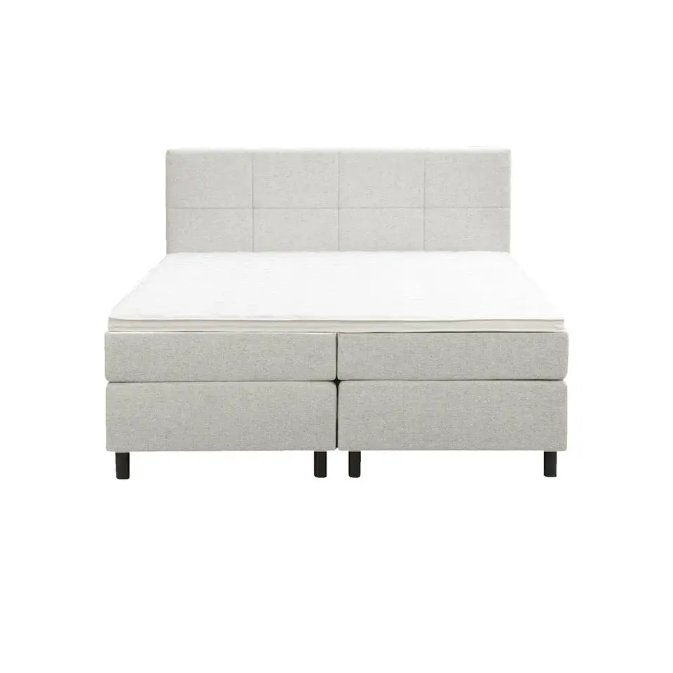 Boxspring Liv geblokt - ecru - 180x200 cm - ronde poot