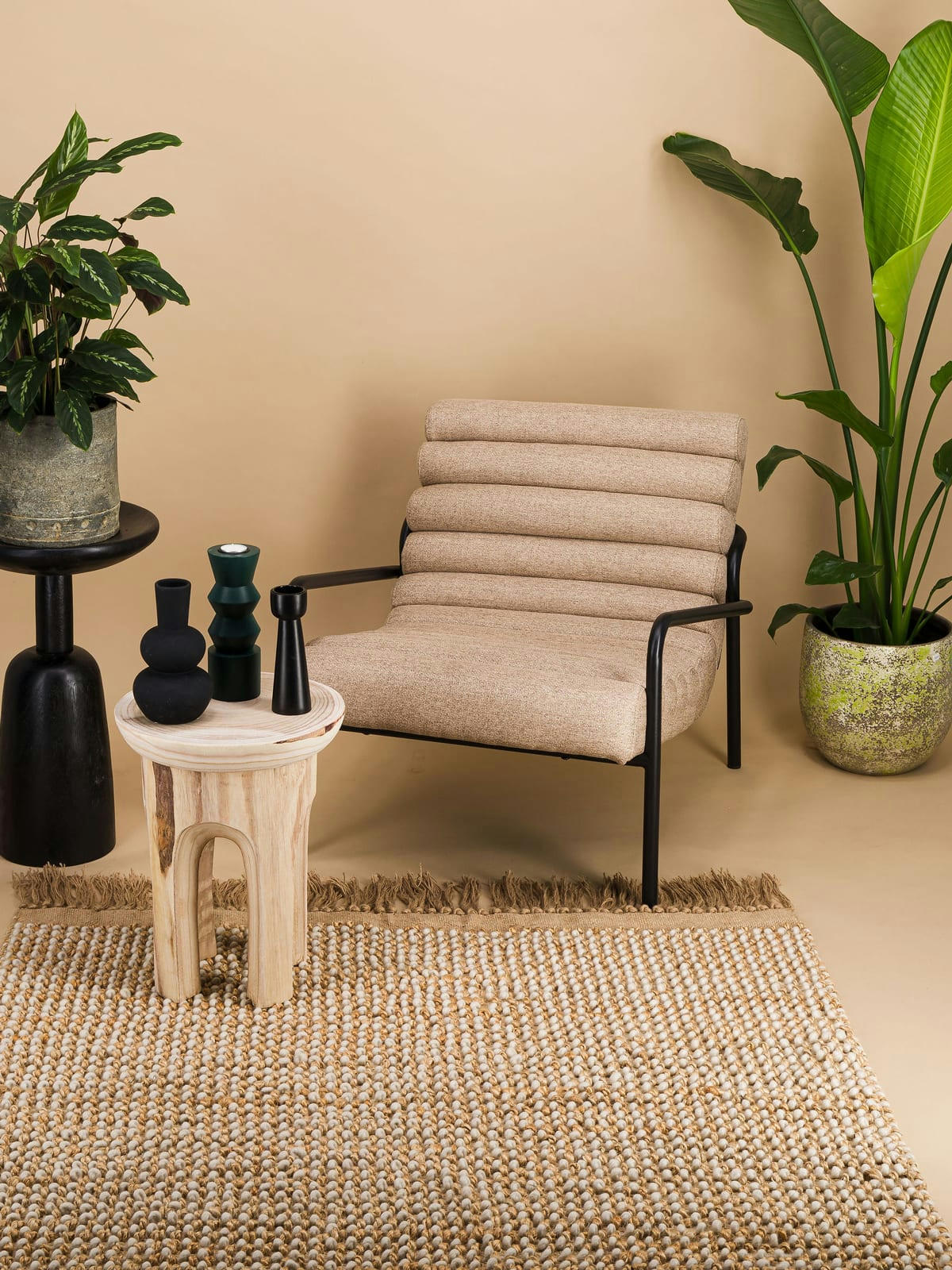 BUBBLES - Tapis style naturel tissé main jute et laine 160x230