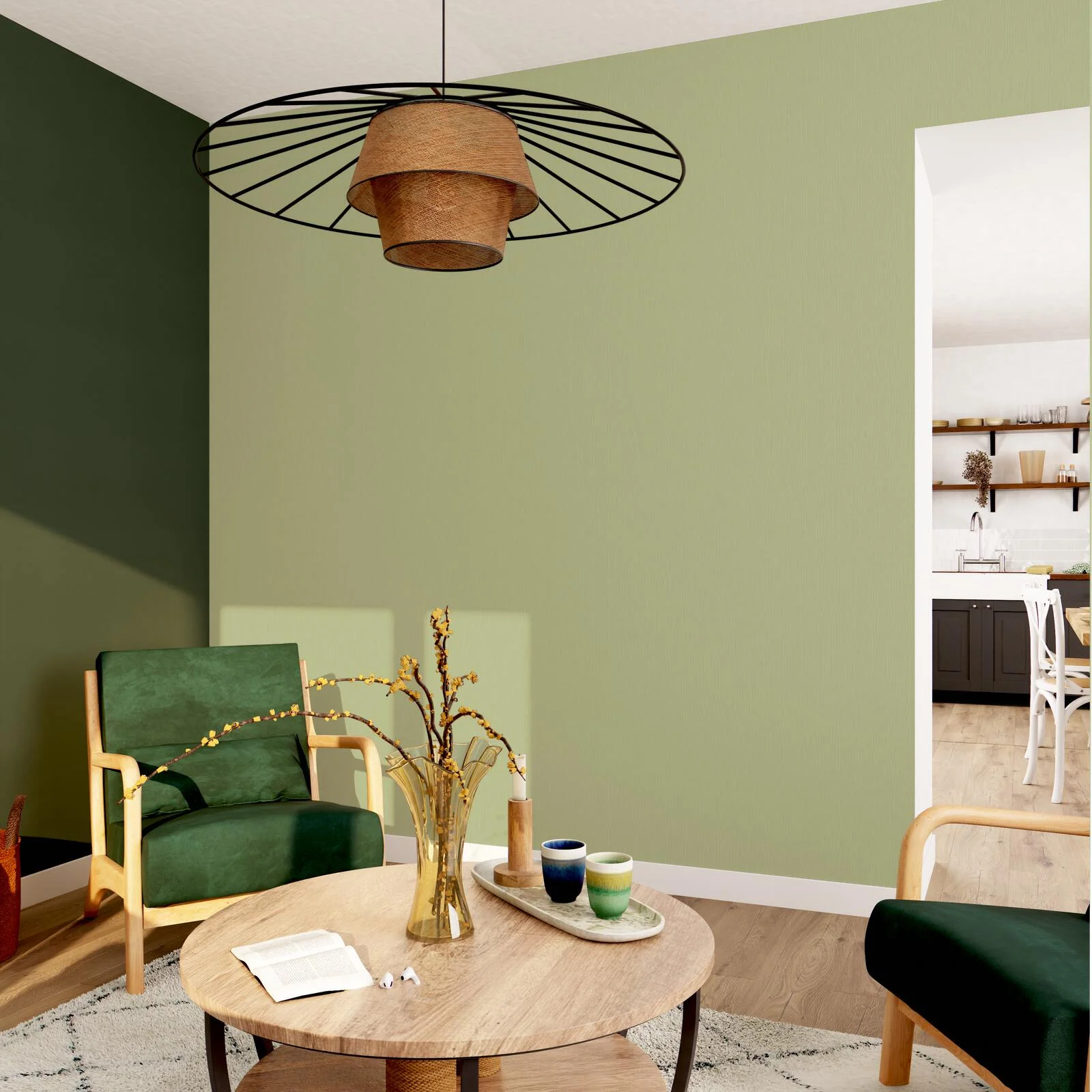 Papier peint intissé NUNCA coloris vert amande