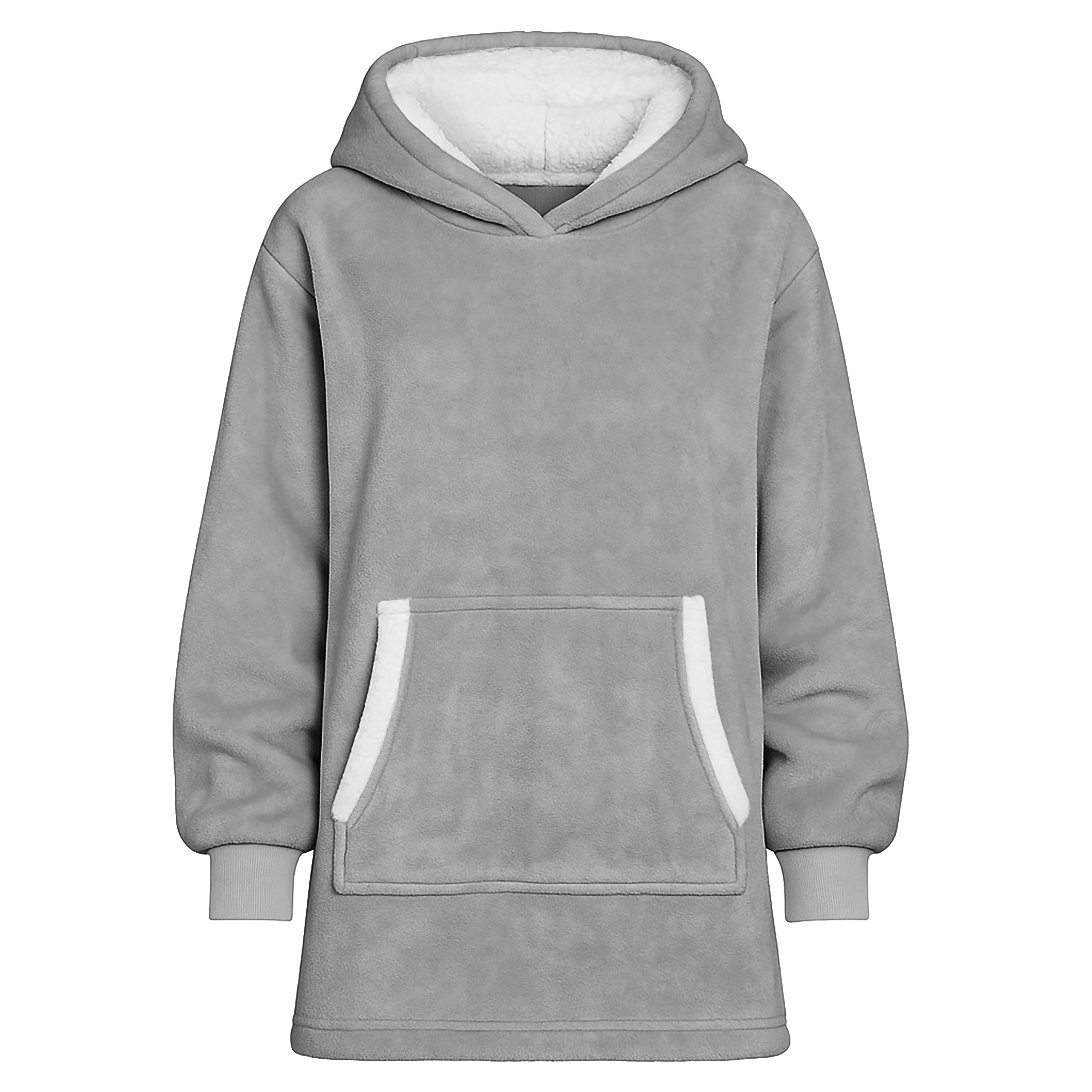 Ciepła gruba bluza z kapturem koc szlafrok kocobluza oversize szara