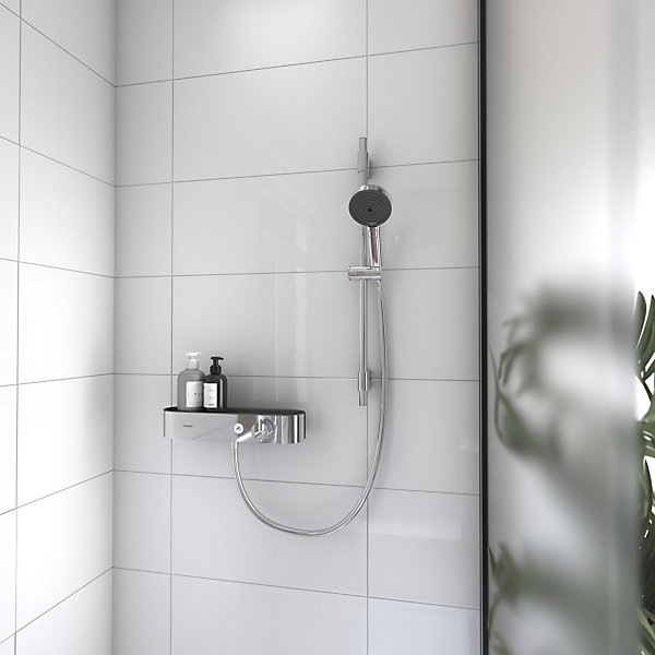 Kit de douche sans robinetterie avec douchette 3 jets   flexible   barre réglable Hansgrohe Pulsify Blend chromé