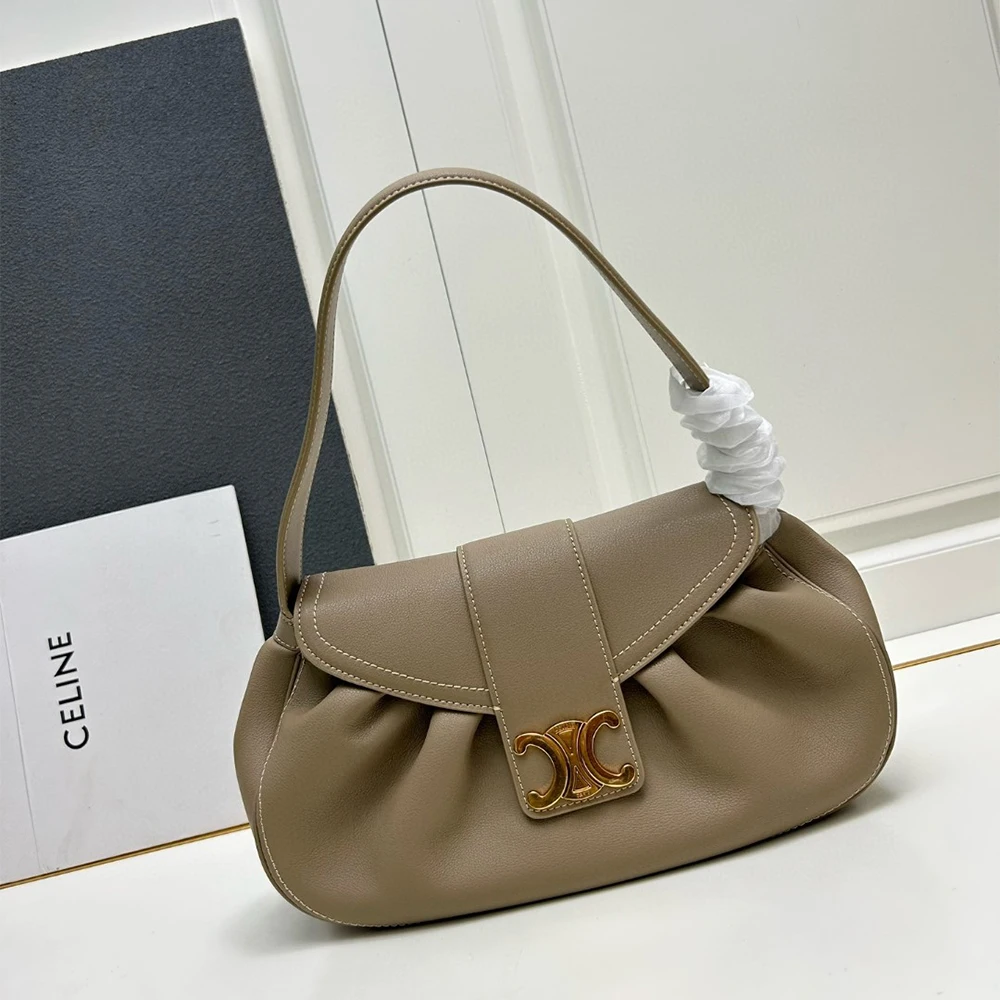 Celine Pebbled Leather Shoulder Bag