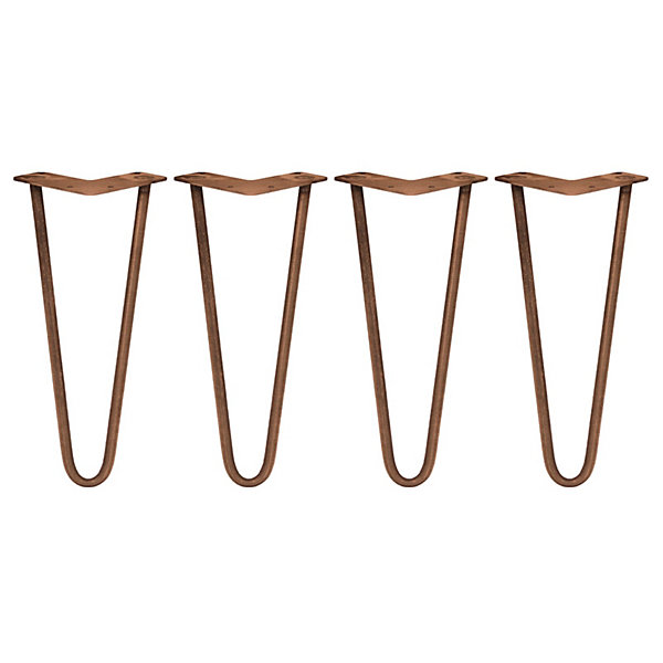 4 Pieds de Table en Epingle à Cheveux - 30,5cm- 2 Tiges - 12mm - Cuivre