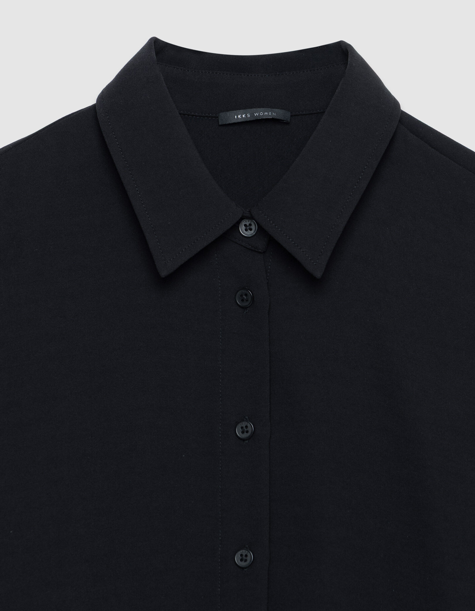 Chemise noire manches longues ajourées Femme