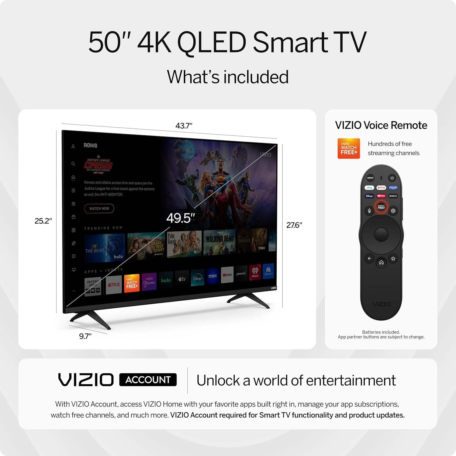 VIZIO VQD50M 50 inch Class Quantum 4K QLED UHD HDR Smart TV
