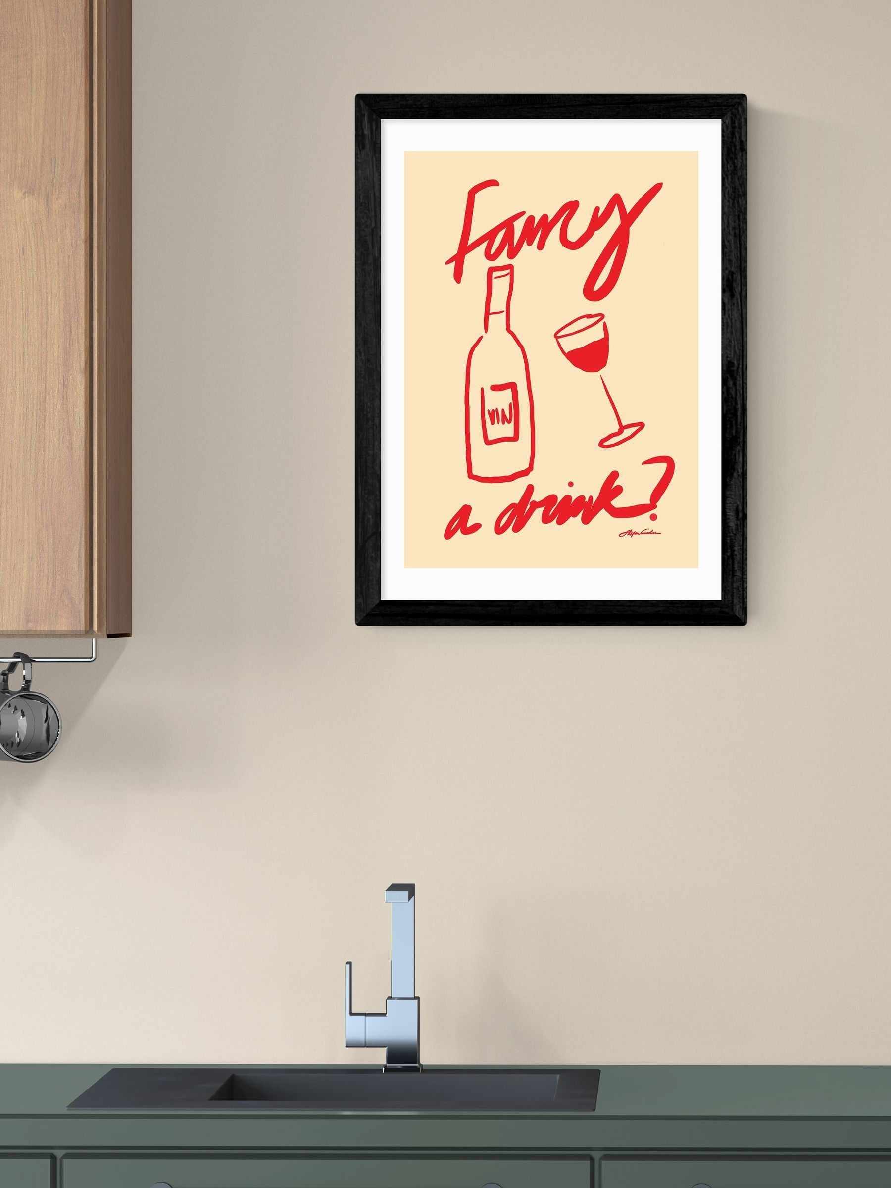 East End Prints Black Fancy a Drink Wall Art Print by Stephie Cardona