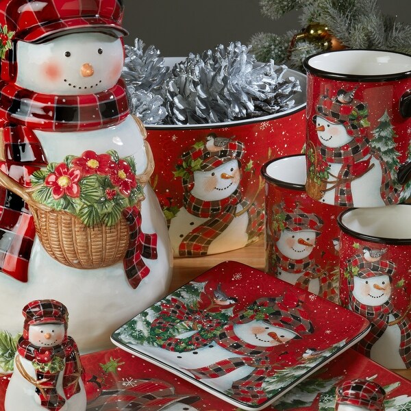 Certified International Christmas Lodge Snowman 9" Salad/Dessert Plates, Set of 4