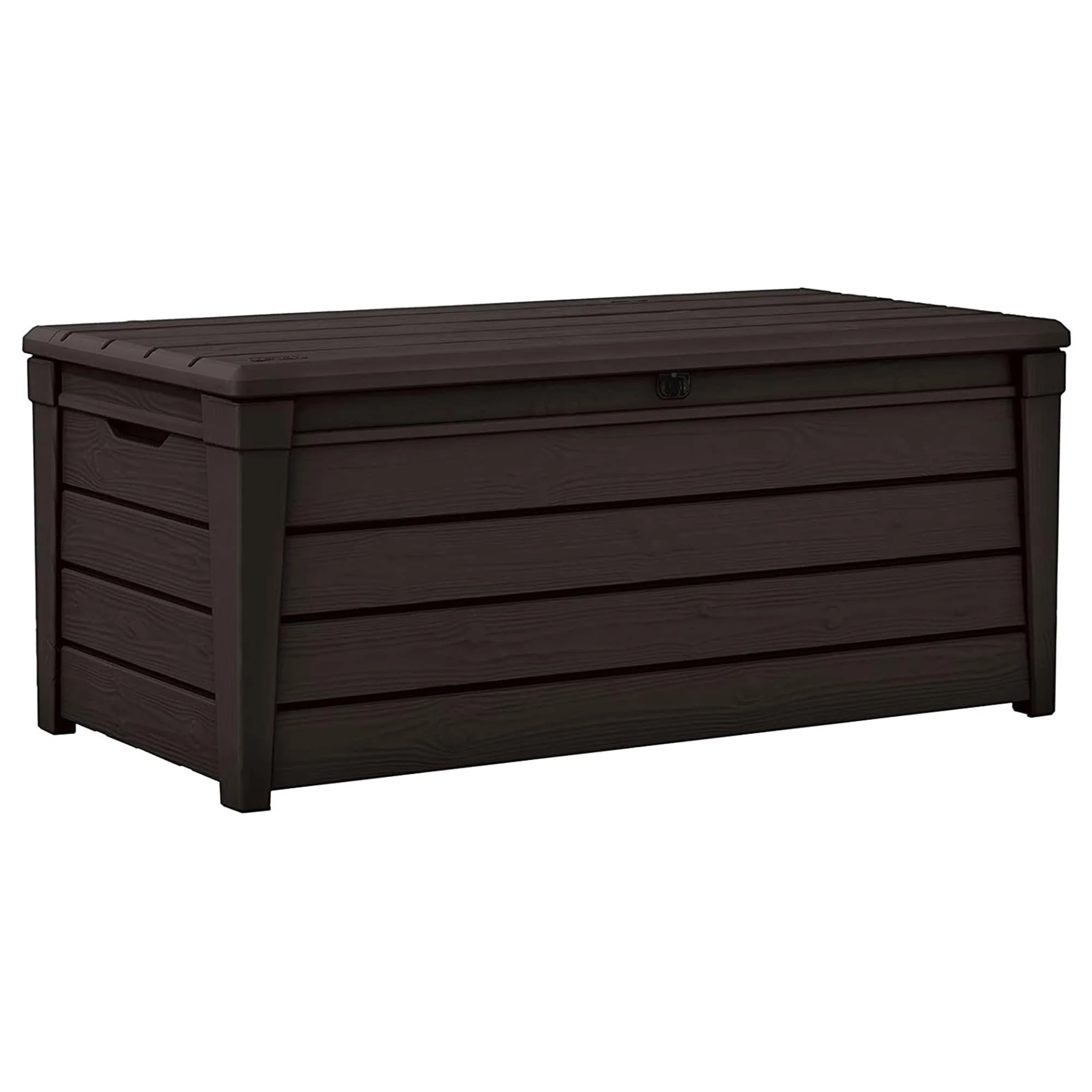 Keter Brightwood Weatherproof Resin Patio Deck Storage Box Bench, Brown (2 Pack) - 40