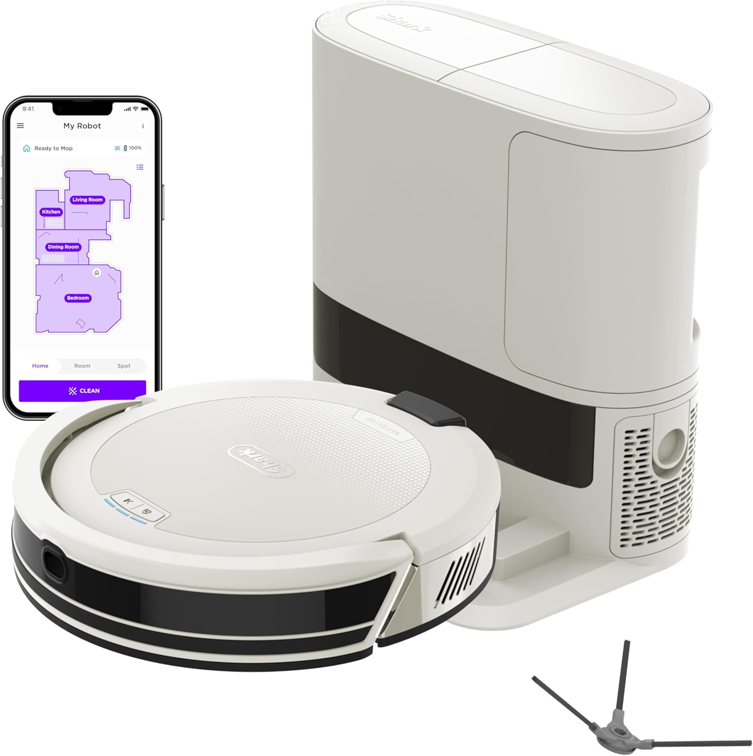 Shark Navigator | Robot Vacuum Cleaner with Powerful Suction for Pet Hair, Rugs, Carpets & Hard Floors | Bagless Self-Empty Base | 30-Day Capacity | SmartPath LiDAR Navigation | White | AV2110S
