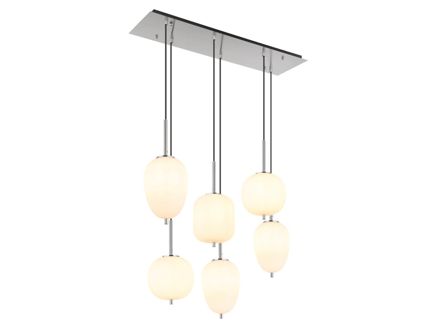 Lampa wisząca Blacky I 6-punktowa metalowa srebrna