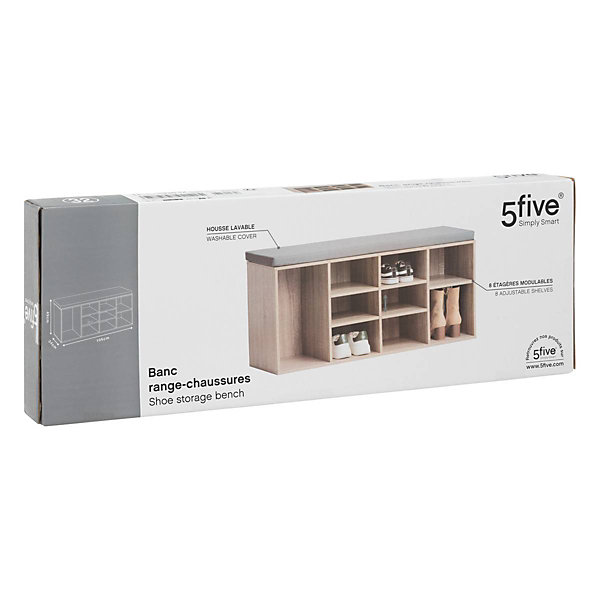 Meuble banc à chaussures x8 Effet chêne naturel - 5Five