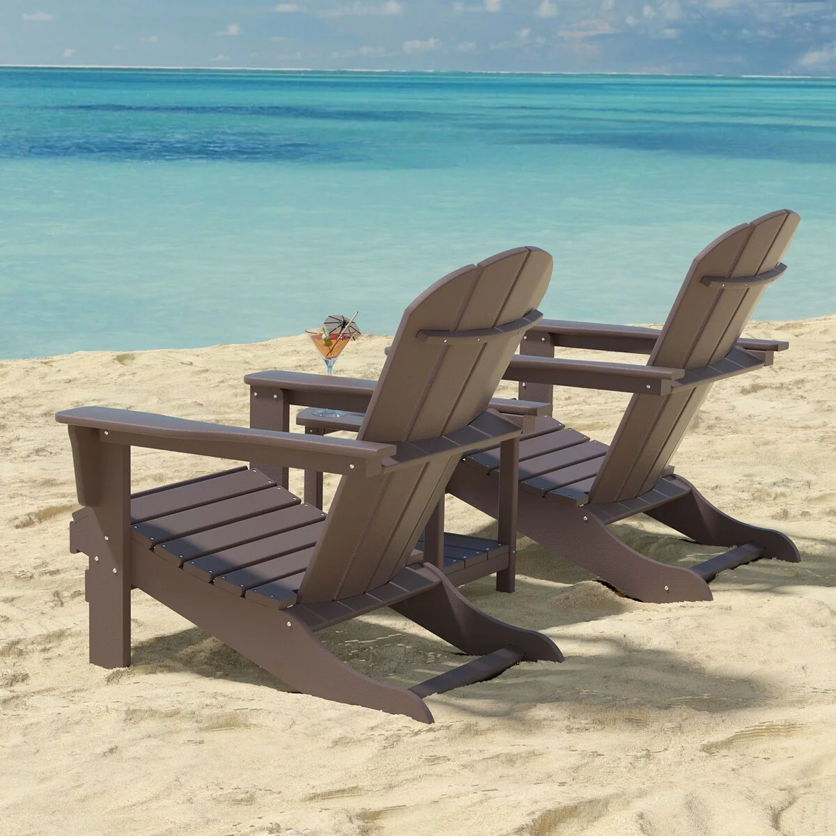 Outdoor Recycled Plastic Curveback Adirondack Chair(Set of 2)